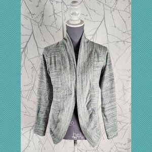 J76 White Gray Spacedye Bamboo Cotton Open Circle Cardigan